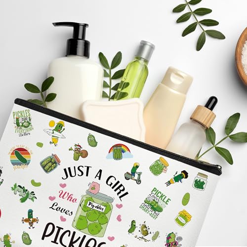 Just a Girl Who Loves Pickles - Funny Cosmetic Bag for Women, Pickle Lover Gift Travel Toiletry Organizer