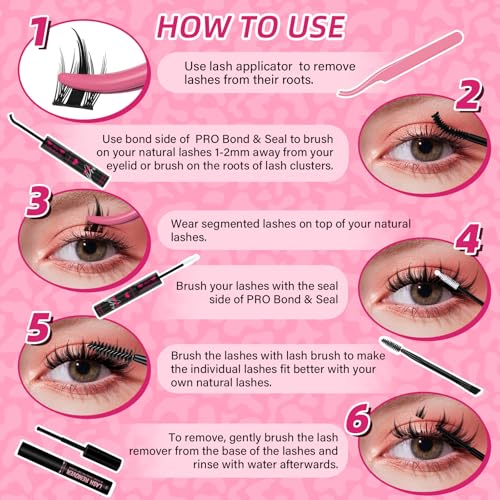 PRO LASHBEAUTY Anime Eyelash Clusters Kit - 120 Pcs with Bond & Seal