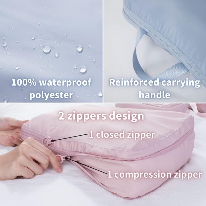 Compression Packing Cubes - Travel Luggage Organizer Set | 2 Medium Black Bags