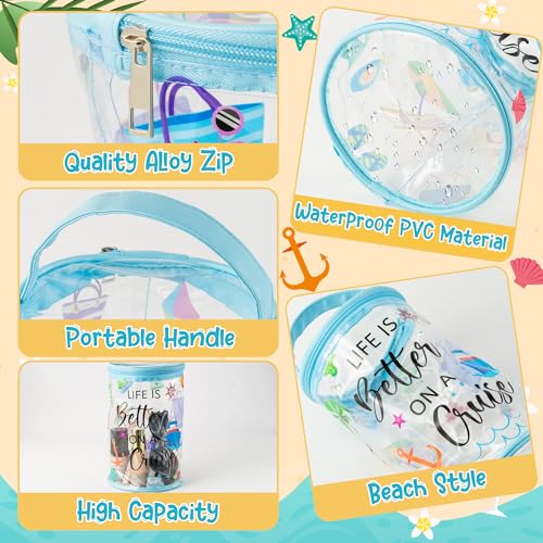 Y1tvei Clear PVC Beach Cruise Toiletry Bag - Waterproof Makeup Case