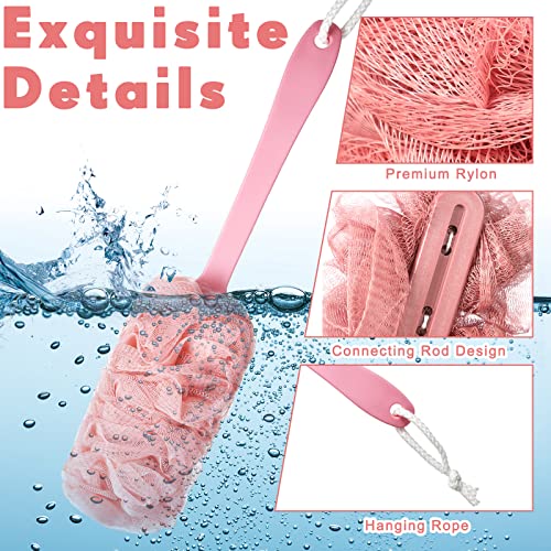 Mimorou 6-Pack Long Handle Loofah Back Scrubbers for Shower, Soft Exfoliating Body Brushes