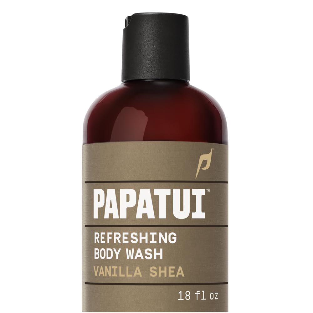 PAPATUI Refreshing Body Wash for Men - Exfoliating & Hydrating Coconut Oil Formula | Vanilla Shea | 28 oz