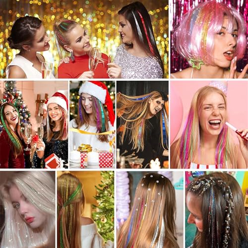 Clip-in Hair Tinsel Kit - 12 Pcs 20.5 Inch Sky Blue Extensions