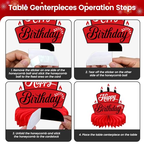 Red & Black Birthday Decoration Set for All Ages - 22 Balloons, Banner, Swirls & More