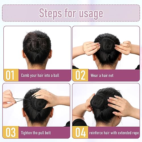 Mozeat Reusable Elastic Mesh Hair Nets for Buns - Adjustable Black Hair Accessories, 12 Pack