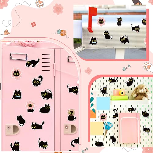 24Pcs Cute Black Cat Refrigerator Magnets Set - Fun Kitchen Decor