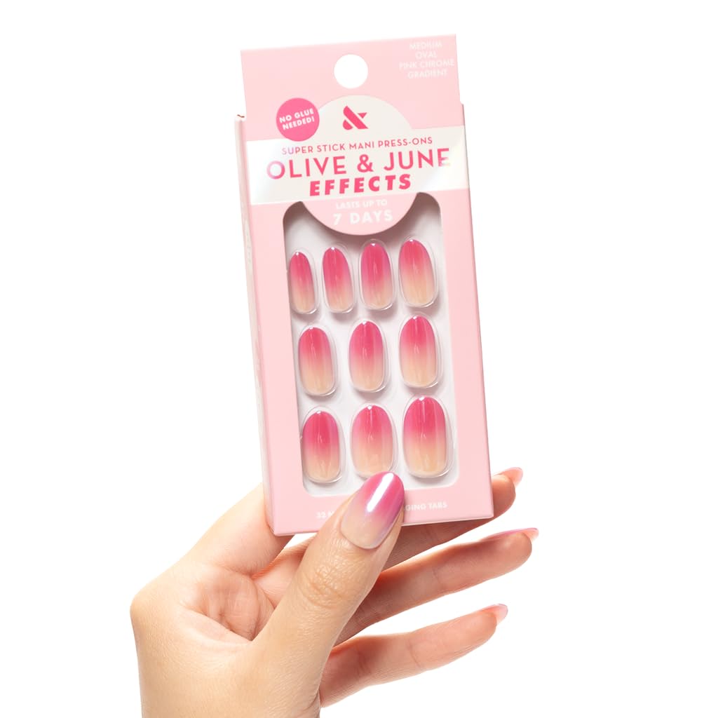 Effects Super Stick Mani Press On Nails - Extra Short Round | 32 Tabs in 16 Sizes | Non-Toxic & Easy On-Off
