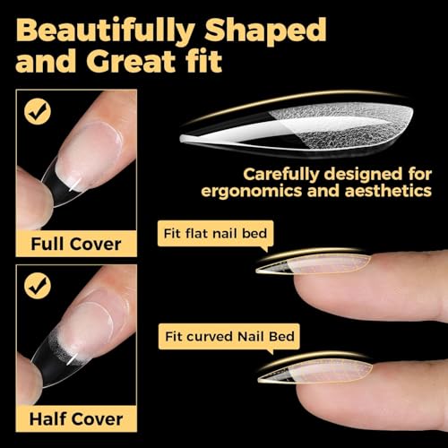 UNA GELLA 600 Pcs Almond Gel Nail Tips - Clear Press On Nails
