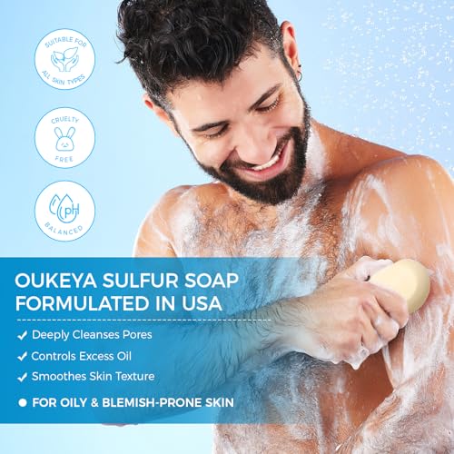 OUKEYA Sulfur Soap for Face with 10% Sulfur & 2% Salicylic Acid - 4.05 oz (Pack of 2)