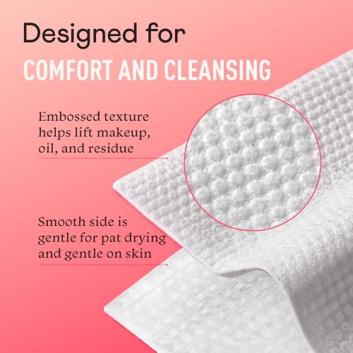 Swisspers Premium 100% Cotton Dry Facial Wipes - Hypoallergenic & Vegan, 40 Count