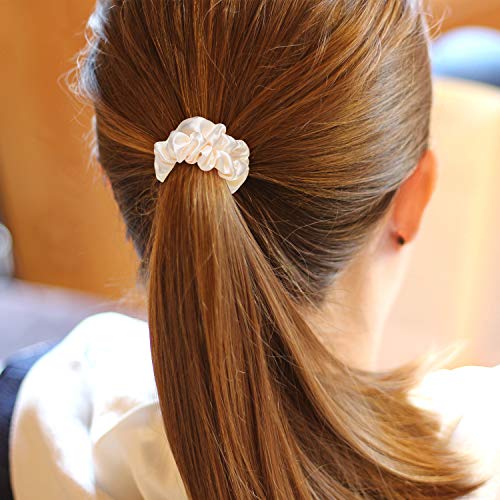 Colorful Satin Small Scrunchies Hair Ties - Set of 30, Mini Skinny Ponytail Holders