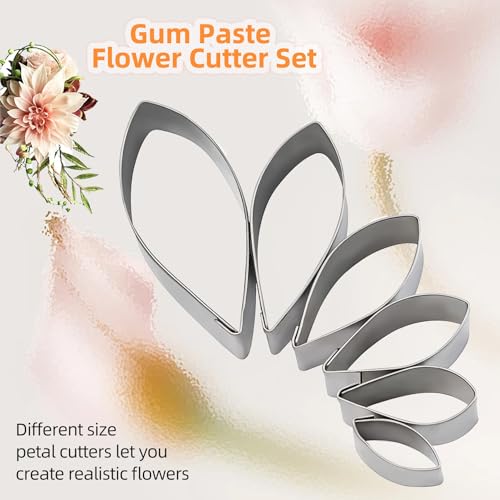 KALAIEN 6-Piece Dahlia Sugar Flower Cutter Set for Cake Decorating