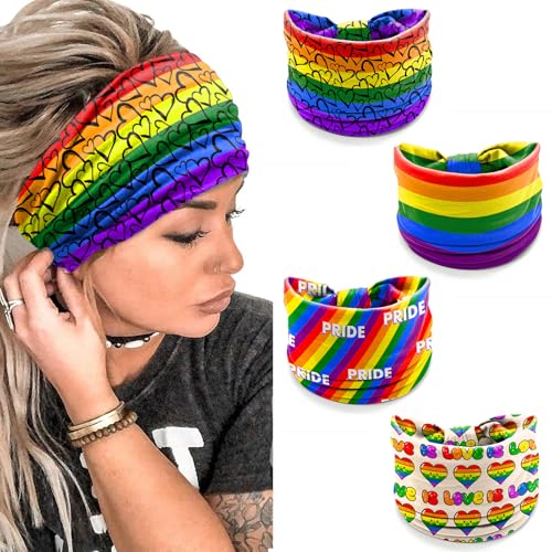 Winthrop 4-Pack Rainbow Pride Headbands – Stretchy LGBTQ+ Hair Bands