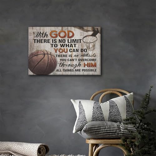 Inspirational Basketball Canvas Wall Art for Boys' Room - 12x16in
