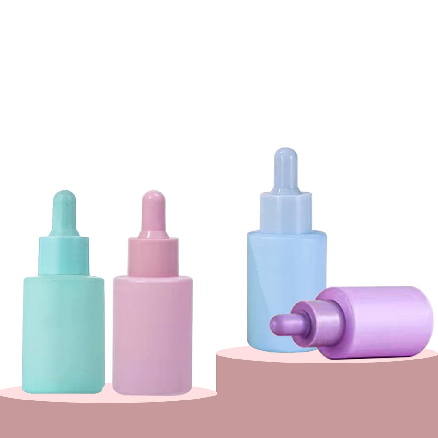 AGENIZ 4 Pack 1oz Glass Dropper Bottle,30ml Eye Dropper Bottle for Essential Oils with 2 Funnels & 2 Lotion Pumps for Perfumes,Lotion,Serum,Tincture Bottles(A-Multicolor)