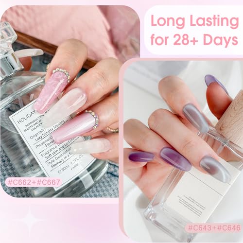 ROSALIND 30pcs Jelly Cat Eye Gel Nail Polish Set - White Moonlight