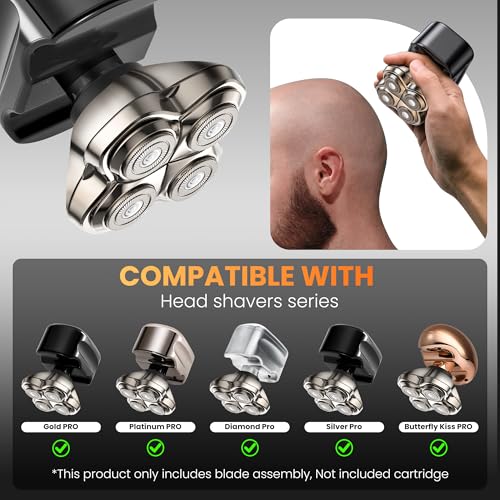 2 Pack SZJKC Pro 4 Shaver Replacement Head Blades for Gold/Platinum/Silver Butterfly Kiss Pro 4-Head, Floating Design