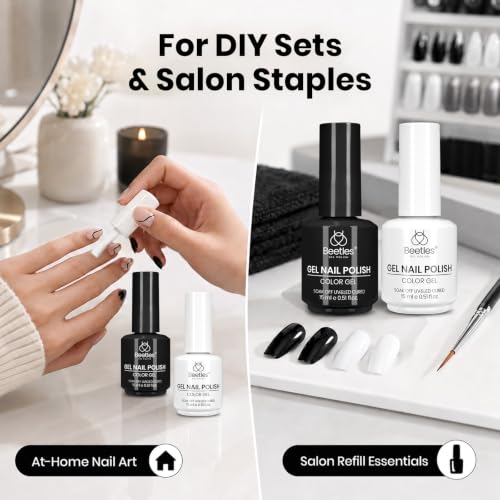 Beetles Q - Creme Black & White Gel Polish Set, 2 x 15ml