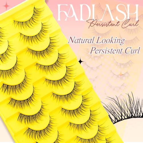 FADLASH Cat Eye Wispy False Eyelashes - 10 Pairs D Curl