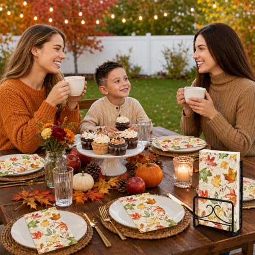 Fall Leaf Paper Napkins - 100pcs Decorative Hand Towels