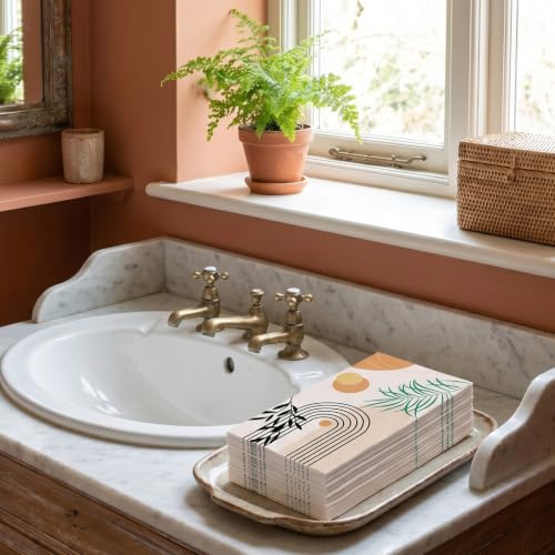 Boho Disposable Paper Hand Towels - 100 Pack, 4.3x7.8"