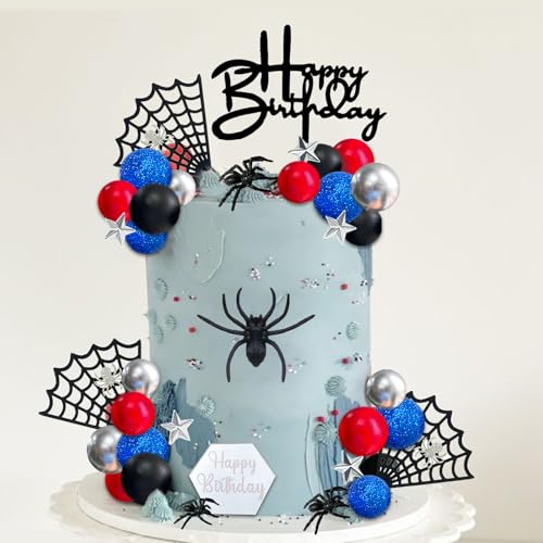 Spider Cake Decorations Set with Toppers and Balls | 42pcs for Parties