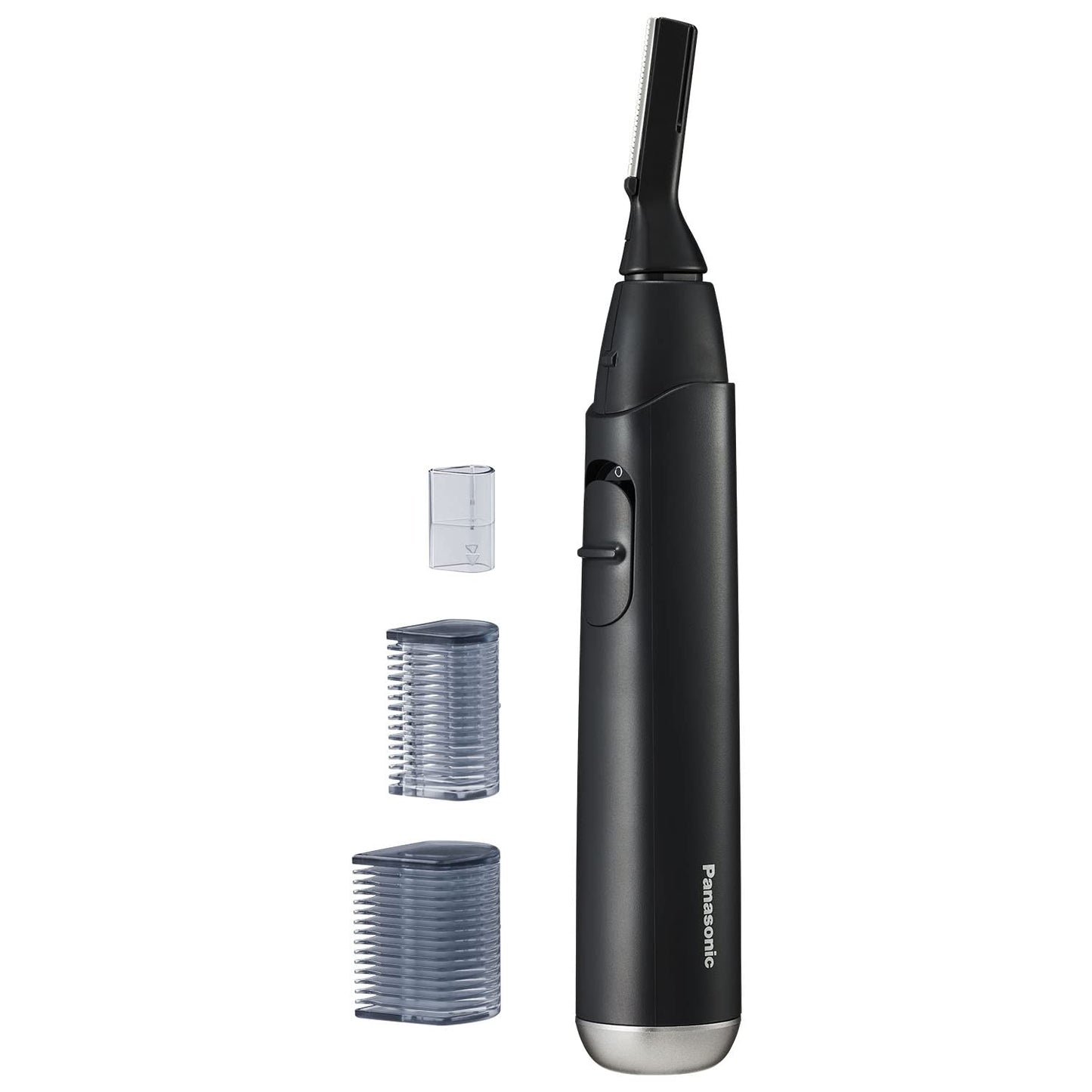 Facial Hair Trimmer for Sensitive Skin - Unisex Detailer with Flexible Head & 2 Eyebrow Attachments | Wet/Dry Use - ER-GM40-K (Black)