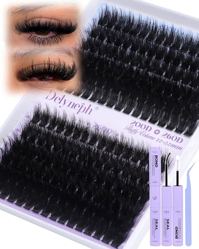 Delyneph E-200D & 260D Fluffy Lash Clusters Kit - Volume & Spiky Eyelash Extensions