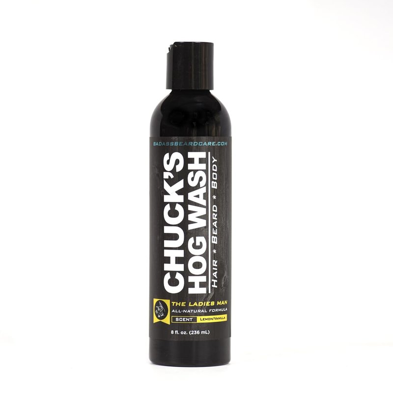 Chuck's Hog Wash - All Natural Beard and Body Wash - The Ladies Man Scent, 8oz - Leaves Your Beard Softer than its Ever Been and is Suitable for Daily Use