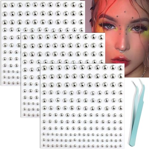 NOOEPC Fake Nose Ring Stickers - Y2K Face Gems & Lip Studs