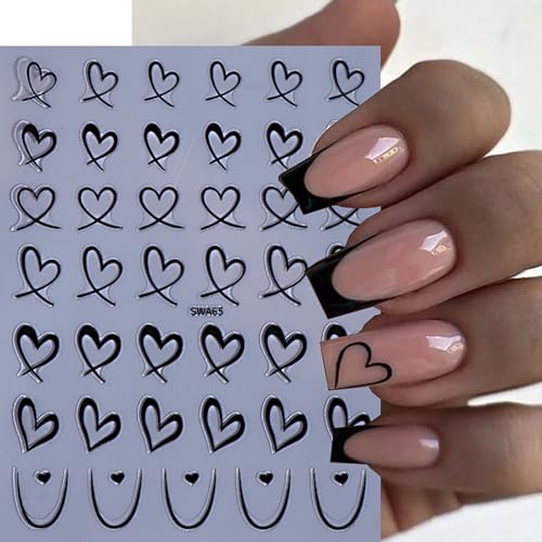 Dulyork A1 Valentines Day 3D Heart Nail Stickers 8 Sheets for Nail Art