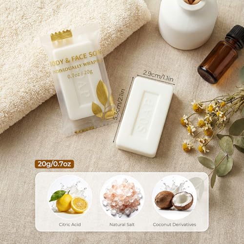 30 Mini Travel Soap Bars - 0.7 Oz Individually Wrapped Body Soap