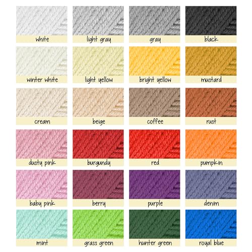 Soft Acrylic Yarn for Crocheting & Knitting - 370 Yards, Black