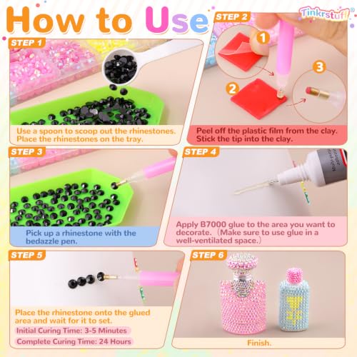 TINKRSTUFF 48,000pc Bedazzling Kit with 60 Colors Rhinestones & B7000 Glue