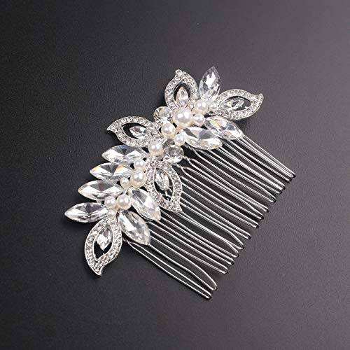 Kercisbeauty Silver Wedding Hair Comb with Crystals for Bridal & Evening Party