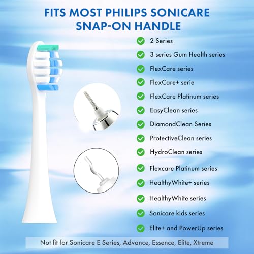 Topkitfice 10 Blue Replacement Toothbrush Heads for Philips Sonicare | Soft, Compatible with Snap-On System