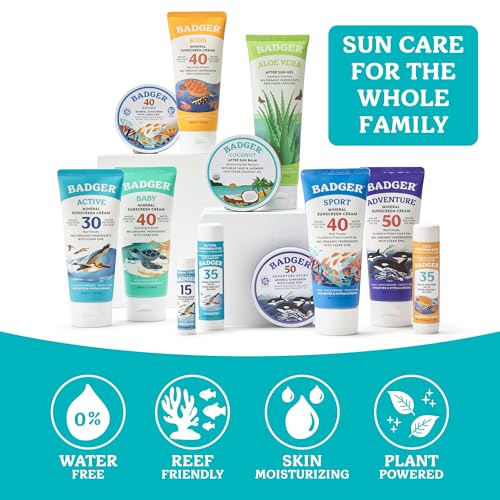 Badger Organic Coconut AfterSun Balm - 2 oz Tin for Sunburn Relief