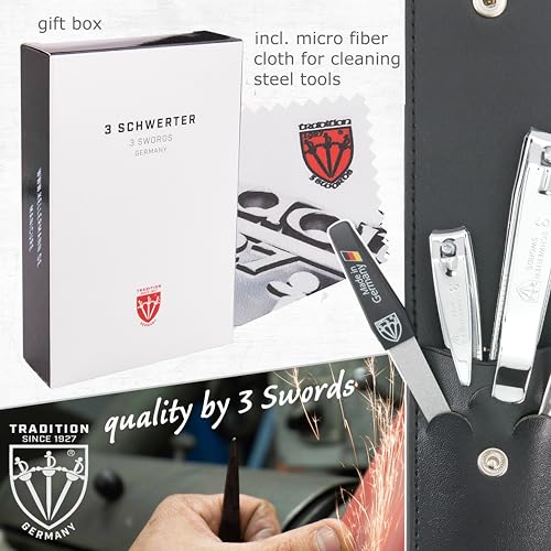 3 Swords Germany Black 4-Piece Manicure Pedicure Grooming Kit