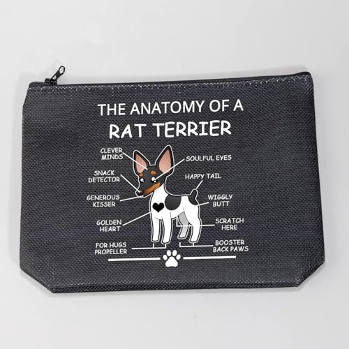 Rat Terrier Anatomy Cosmetic Bag - Funny Dog Lover Travel Toiletry Pouch