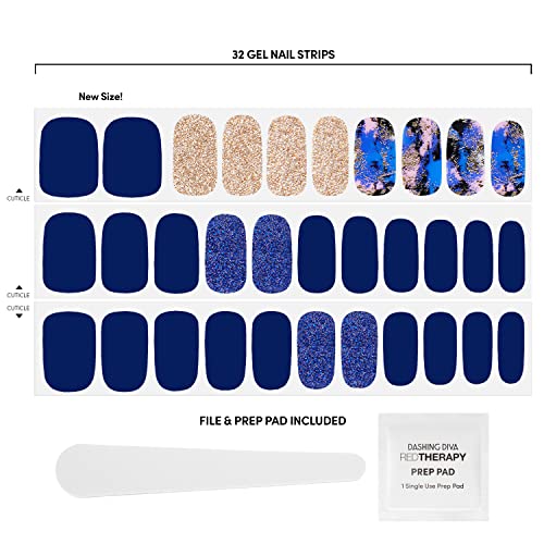 Dashing Diva Blue Vixon Gel Nail Strips - Long-Lasting, Chip-Resistant Manicure