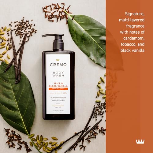 Cremo Body Wash for Men - Spice & Black Vanilla, 32 Fl Oz, Moisturizing & Fragrant