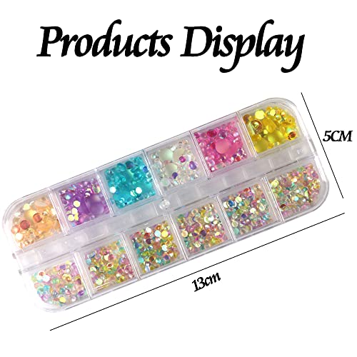 FULZTEY Crystal Mermaid Rhinestones Set 810Pcs Matte Candy Color Nail Art Gem