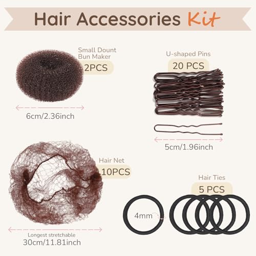 Teenitor Kids Bun Kit - 2 Donut Makers & 10 Invisible Hair Nets