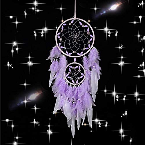 Large Purple Dream Catcher - Handmade Feather Wall Decor for Bedroom