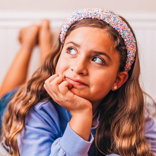 Rainbow Sequin Padded Headband for Girls - Sparkly Puffy Hair Accessory for Kids & Teens, 1 Pack