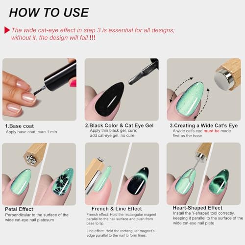 3-in-1 Cat Eye Nail Magnet Tool Set for Nail Art Design