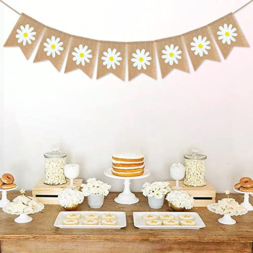 Burlap Daisy Banner Garland for Spring & Summer Parties