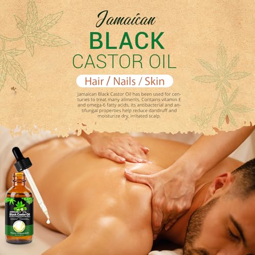 Organic Black Castor Oil for Hair Growth & Moisturizing Skin - 2 Fl Oz