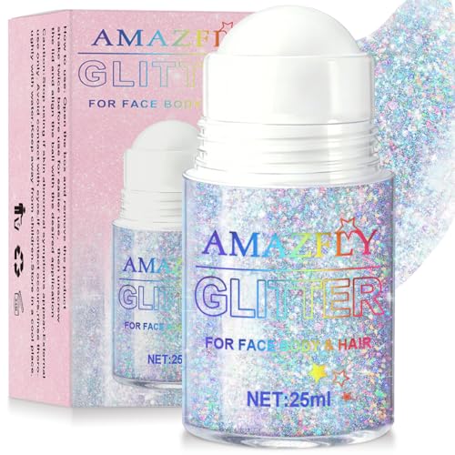 GADMLURY Rainbow Glint Holographic Roll-On Body Glitter Gel for Face & Hair