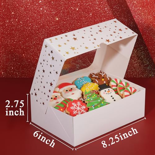 12 Pack Cookie Boxes with Window - Gold Star Dessert Packaging